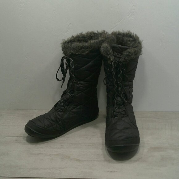 Columbia Minx Black Quilted Faux Fur Top Lined Waterproof Snow Winter Boot SZ 12 - Picture 2 of 11